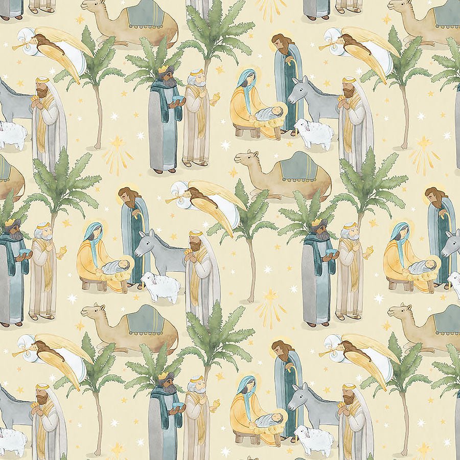 The Nativity Main Sand Multi - Northcott from Fort Worth Fabric Studio