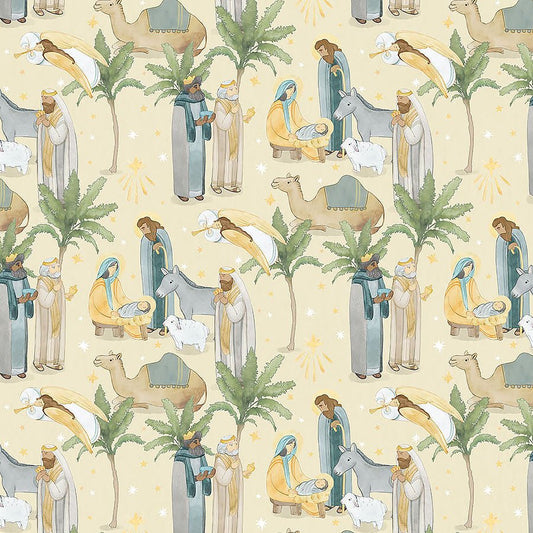 The Nativity Main Sand Multi - Northcott from Fort Worth Fabric Studio