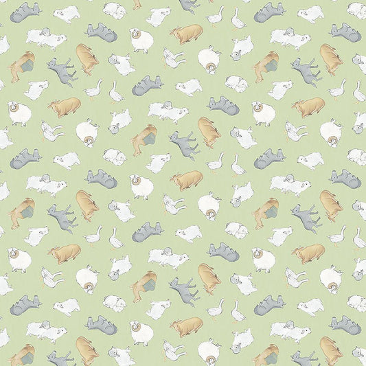 The Nativity Tossed Animals Green Multi - Northcott from Fort Worth Fabric Studio