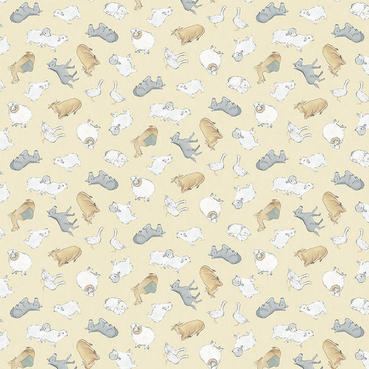 The Nativity Tossed Animals Sand Multi - Northcott from Fort Worth Fabric Studio