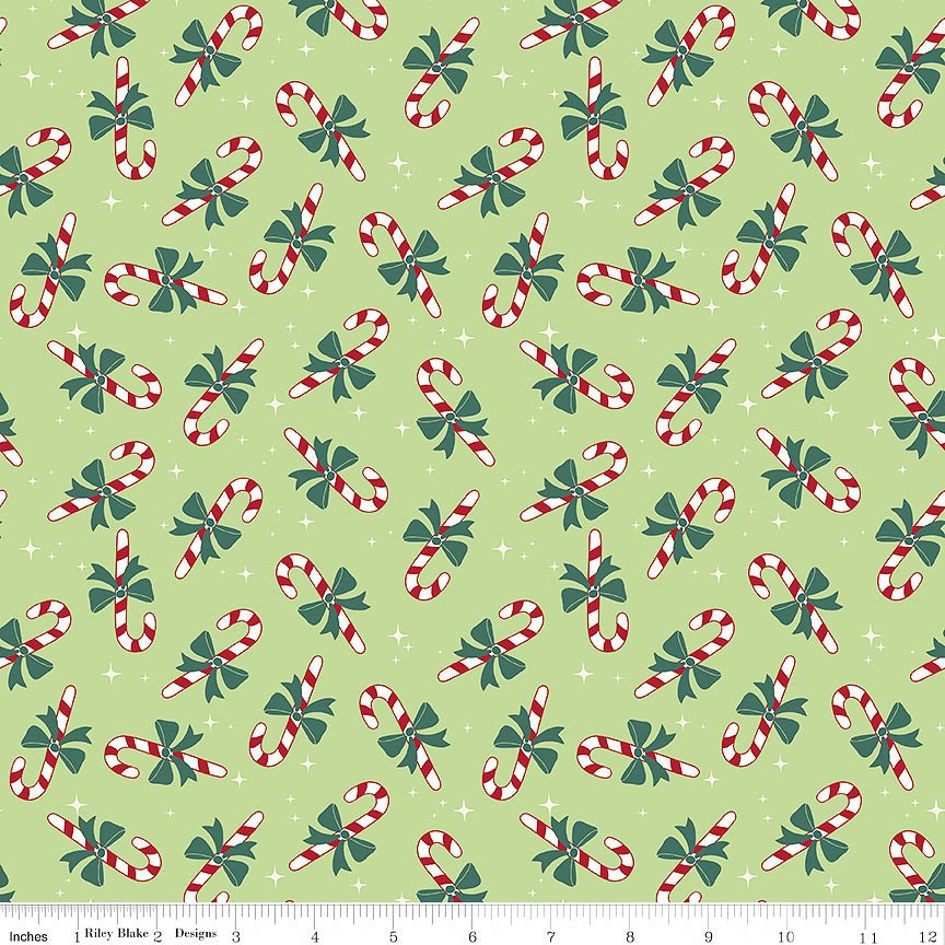 The North Pole Flannel Candy Cane Honeydew – Remnant 33" × 44"