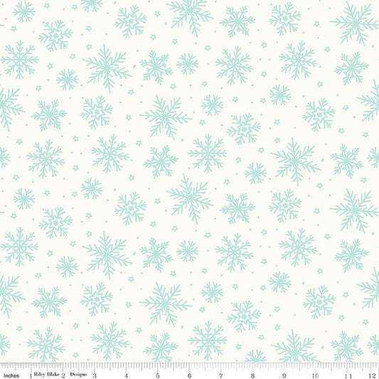 The North Pole Flannel Snowflakes White – Remnant 26″ × 44″ - Riley Blake from Fort Worth Fabric Studio
