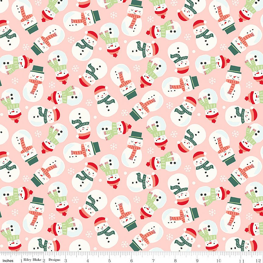 The North Pole Flannel Snowmen Blush – Remnant 33″ × 44″