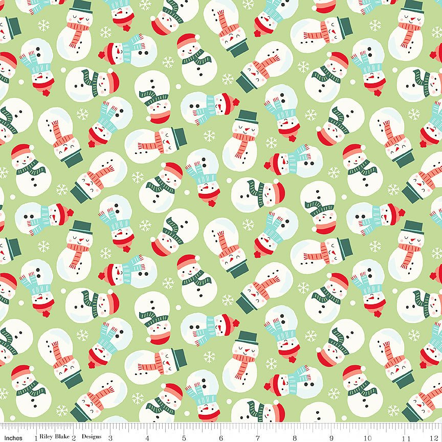 The North Pole Flannel Snowmen Honeydew – Remnant 20" × 44"