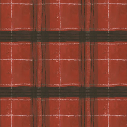 The Plaid One Window Pane Plaid Carn Red Yardage by Windham