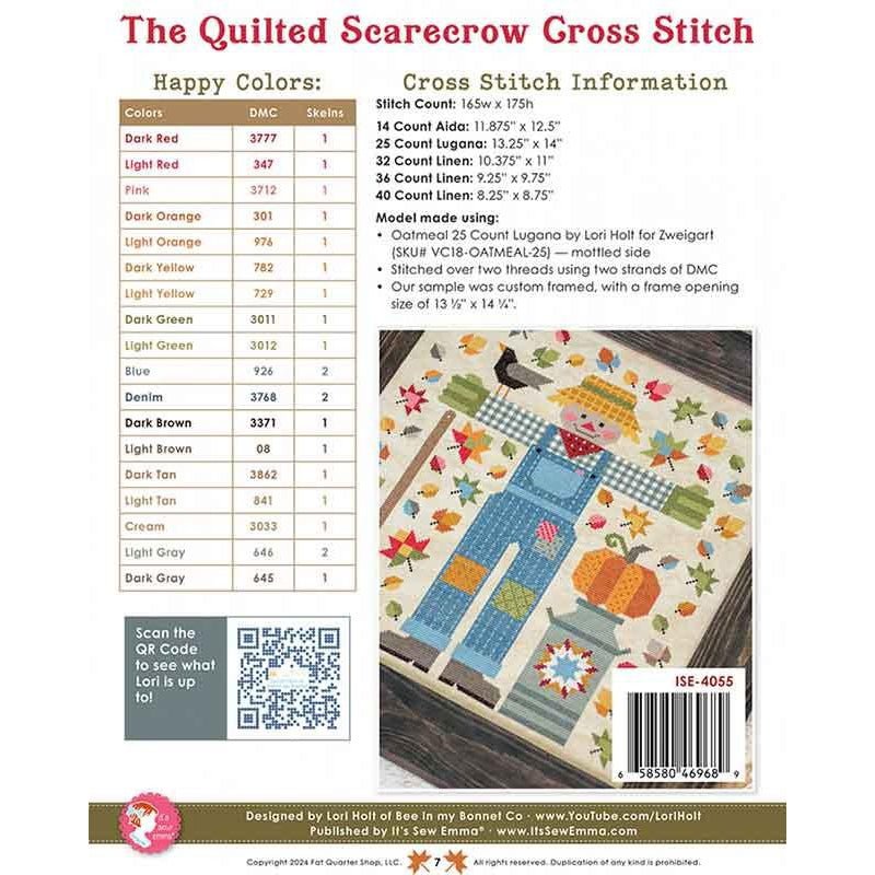 The Quilted Scarecrow Cross Stitch Pattern by It's Sew Emma - It's Sew Emma from Fort Worth Fabric Studio