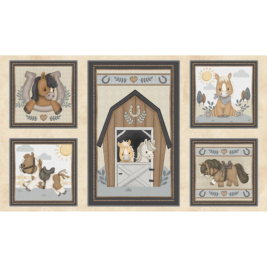 Tiny Trots 24" Block Panel Multi - Henry Glass from Fort Worth Fabric Studio