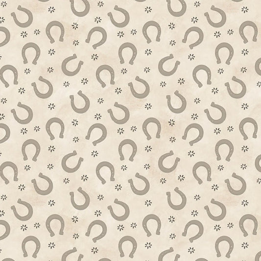 Tiny Trots Horseshoes Cream - Henry Glass from Fort Worth Fabric Studio