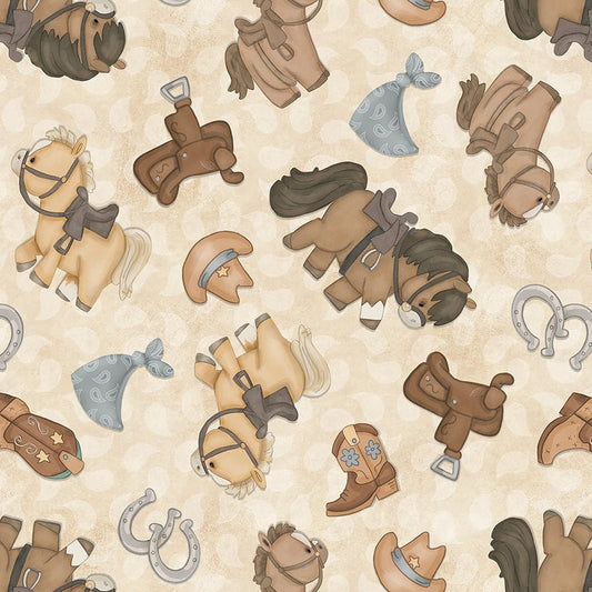 Tiny Trots Ponies & Accessories Beige - Henry Glass from Fort Worth Fabric Studio