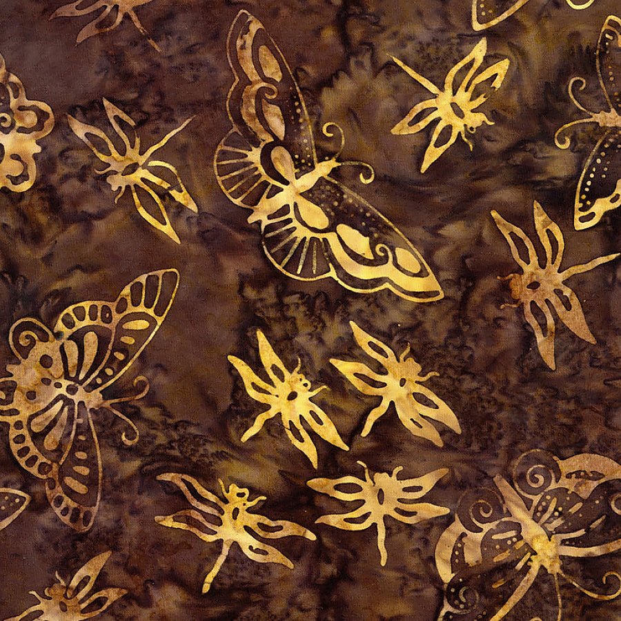 Tonga Hayride Batiks Butterflies & Dragonflies Chestnut – Remnant 24" × 44"