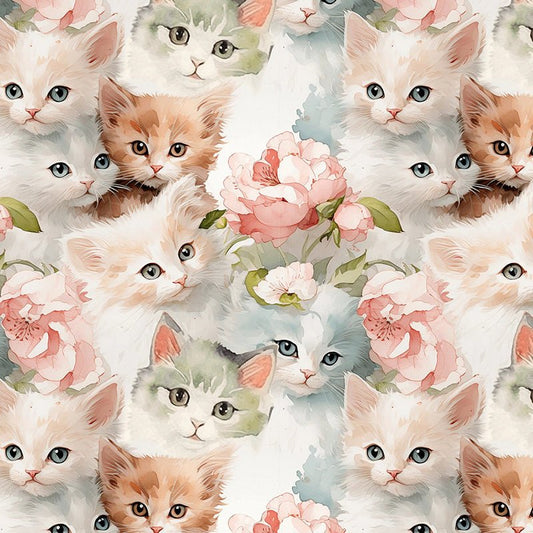 Too Cute Shabby Chic Cats - David Textiles from Fort Worth Fabric Studio