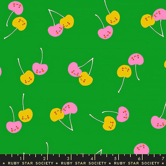 Trinketry Cherry Friends Deep Verdant - Ruby Star Society from Fort Worth Fabric Studio