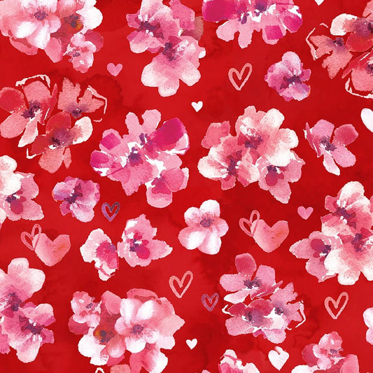 True Love Blooms Red - 3 Wishes Fabric from Fort Worth Fabric Studio