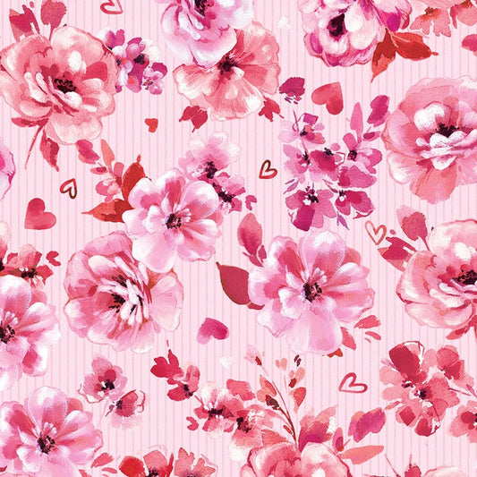 True Love Pretty Blooms Pink - 3 Wishes Fabric from Fort Worth Fabric Studio