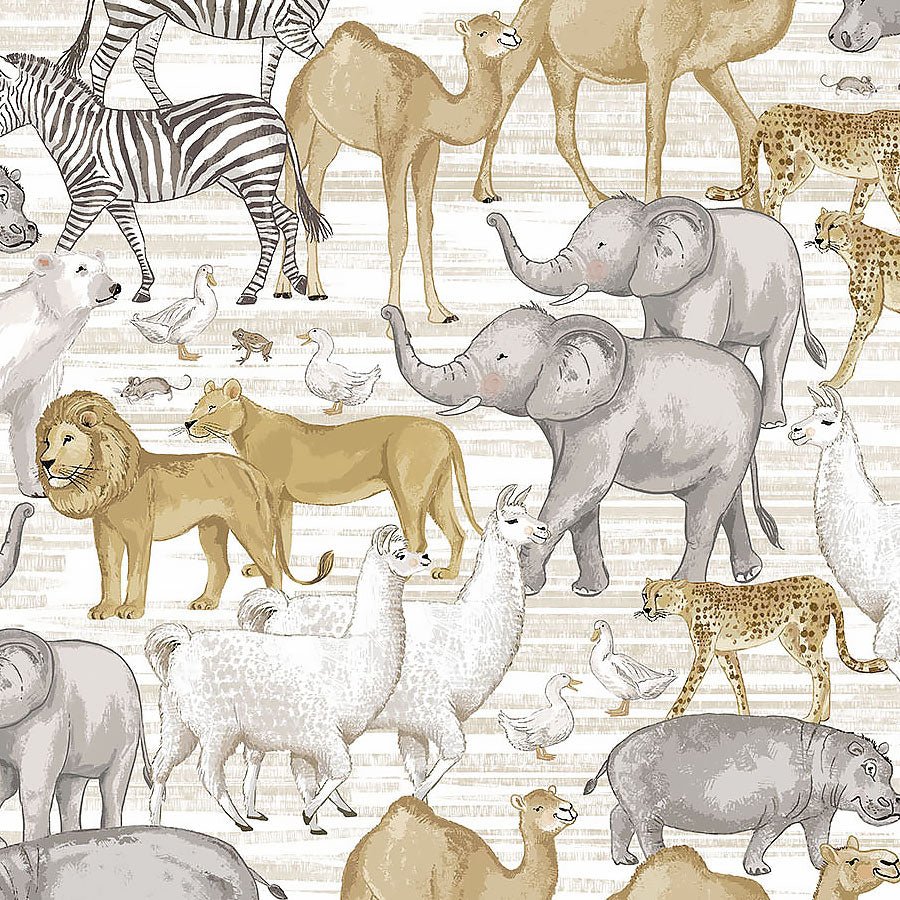 Two by Two Large Animals Cream Multi – Remnant 36" × 44"