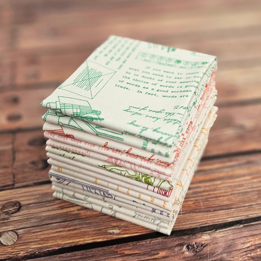 TYPE/ography Background Fat Quarter Bundle 9 Prints - Riley Blake from Fort Worth Fabric Studio