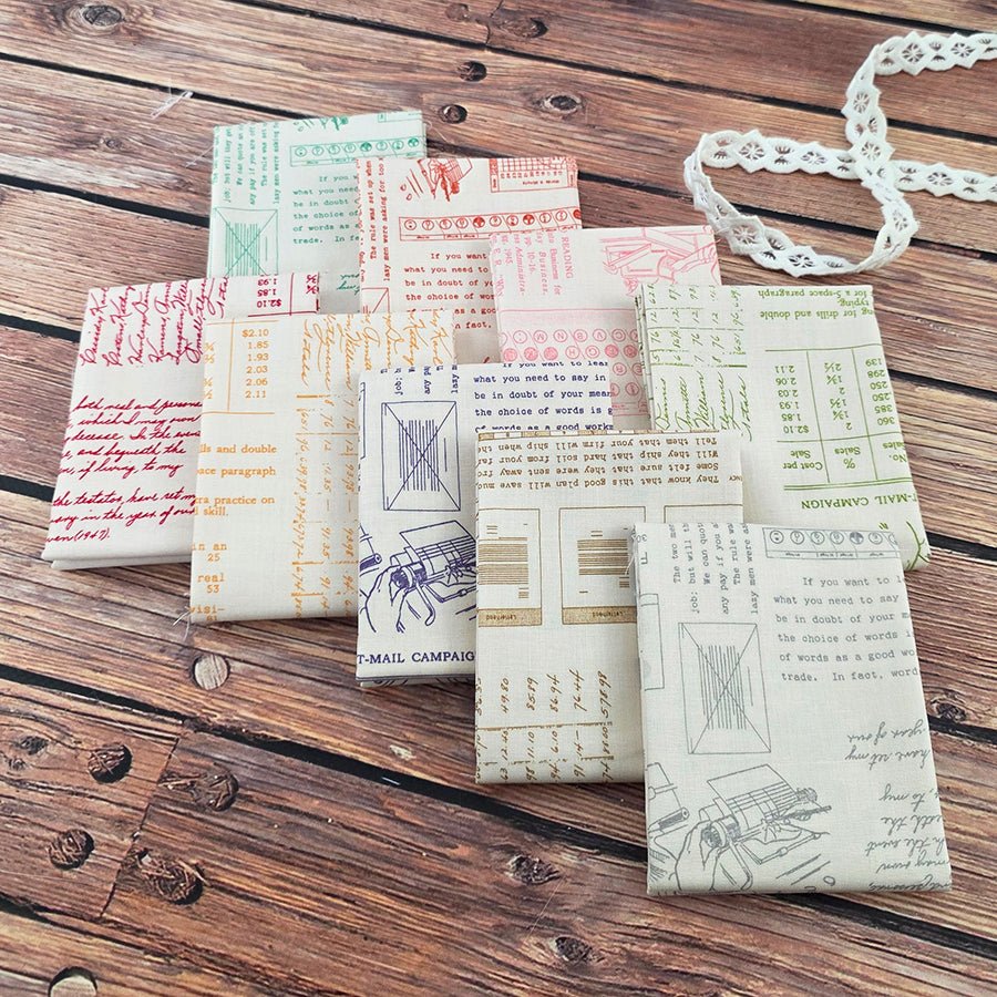 TYPE/ography Background Fat Quarter Bundle 9 Prints - Riley Blake from Fort Worth Fabric Studio