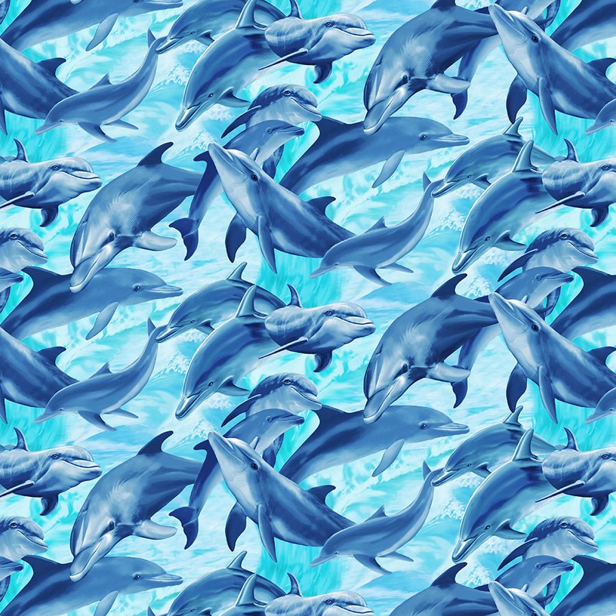 Underwater Paradise Playful Dolphins Water - Timeless Treasures from Fort Worth Fabric Studio