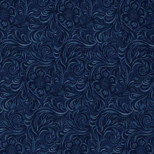 Western Basics Tooled Leather Denim - Moda from Fort Worth Fabric Studio