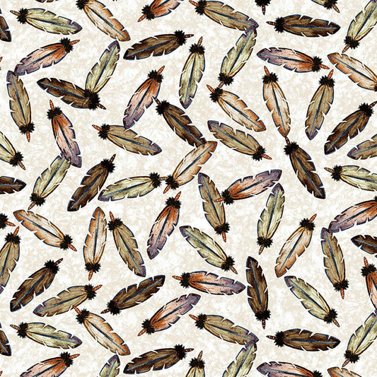 Western View Feathers Beige - Henry Glass from Fort Worth Fabric Studio