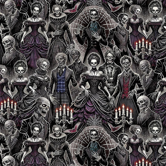 Wicked Willow Day of Dead Gala Grey - Timeless Treasures from Fort Worth Fabric Studio