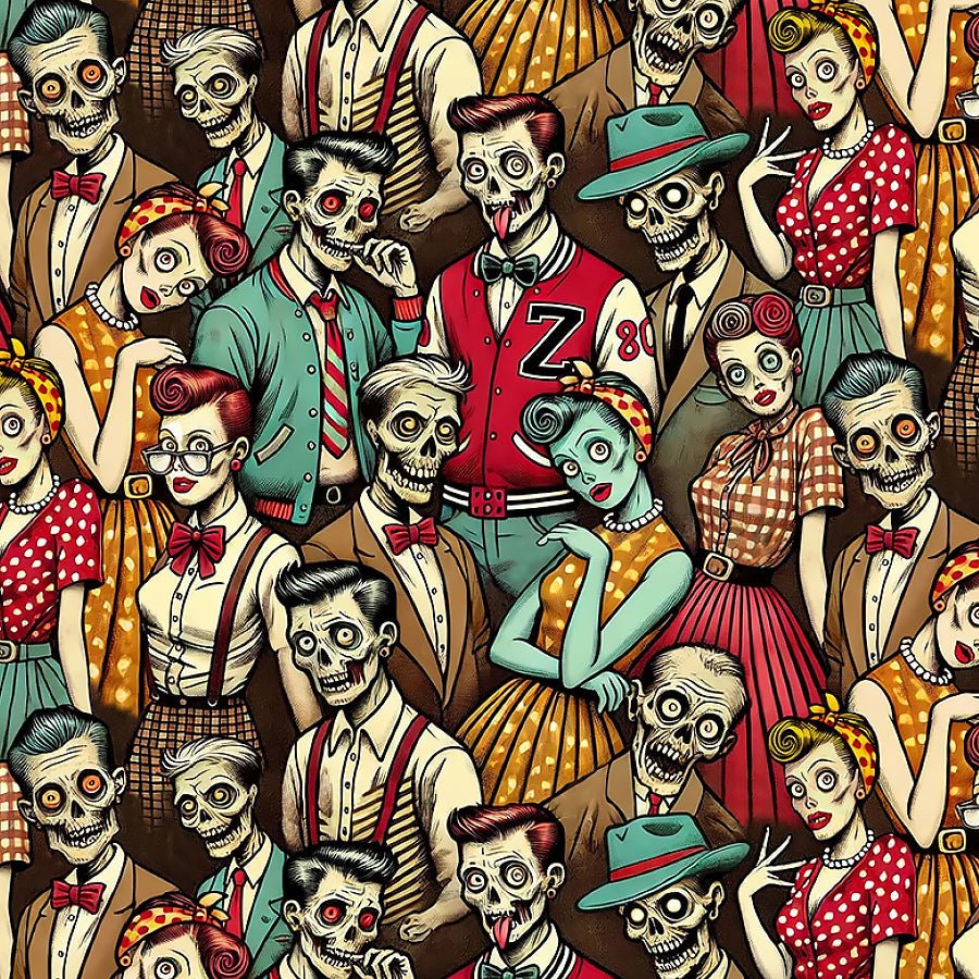 Wicked Willow Selfie Zombies Multi - Timeless Treasures from Fort Worth Fabric Studio