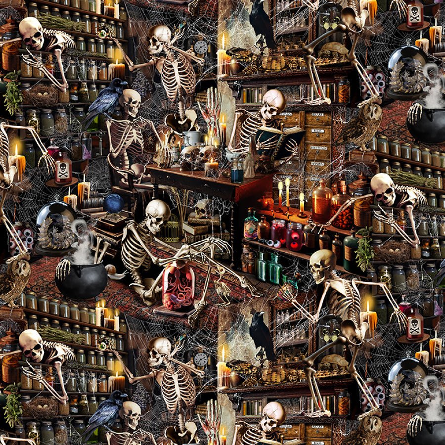 Wicked Willow Spooky Apothecary Multi - Timeless Treasures from Fort Worth Fabric Studio