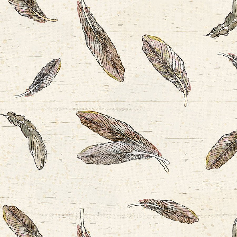 Wildwood Feathers Light Brown - Clothworks from Fort Worth Fabric Studio