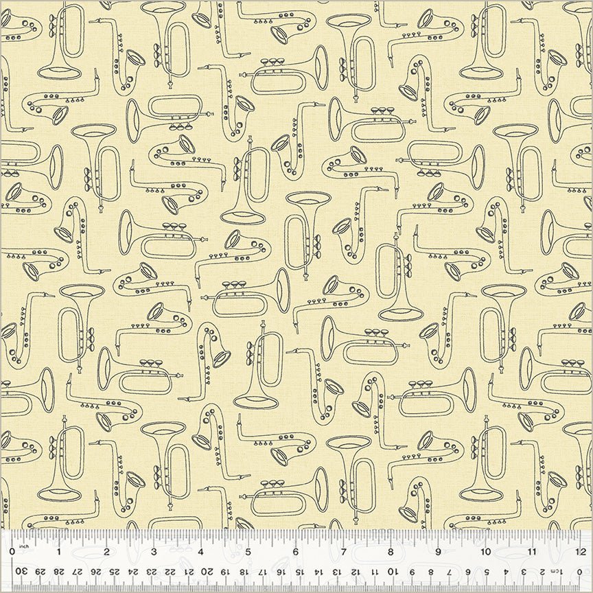 Windham Feeling Jazzy Duet Ivory Black 1 Yard Cut - Windham from Fort Worth Fabric Studio