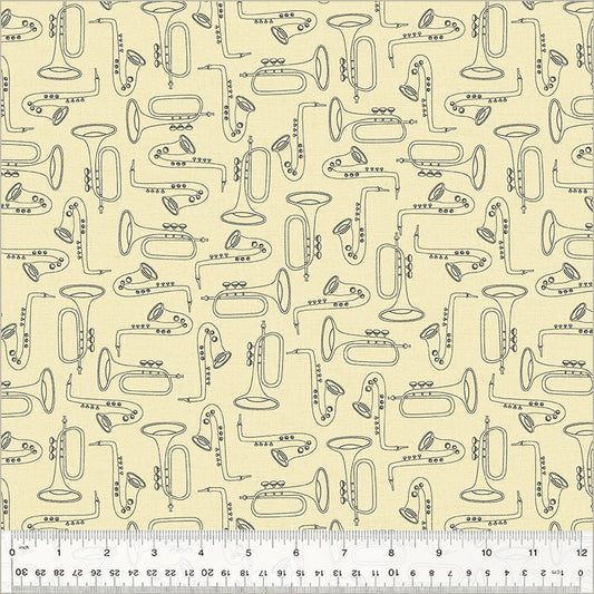 Windham Feeling Jazzy Duet Ivory Black 1 Yard Cut - Windham from Fort Worth Fabric Studio