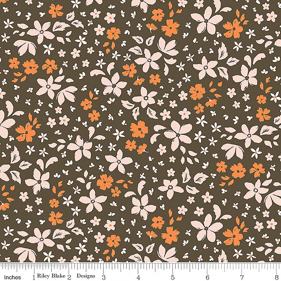 Winged Medley Petals Brown – Remnant 20" × 44" - Riley Blake from Fort Worth Fabric Studio