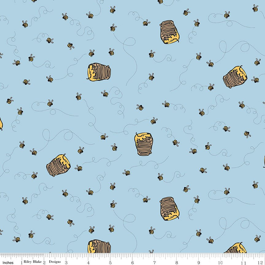 Winnie the Pooh Bees Blue – Remnant 29″ × 44″