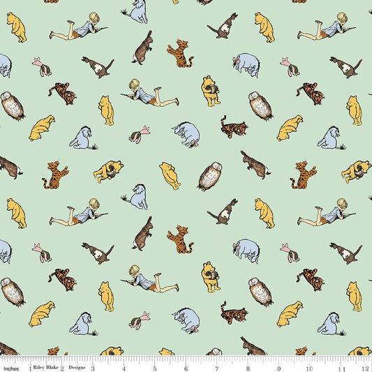 Winnie the Pooh Characters Green – Remnant 36″ × 44″ - Riley Blake from Fort Worth Fabric Studio