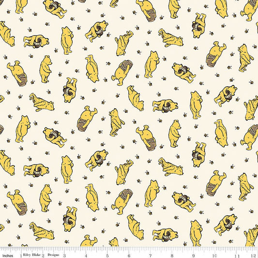 Winnie the Pooh Flannel Bear Toss Cream - Riley Blake from Fort Worth Fabric Studio