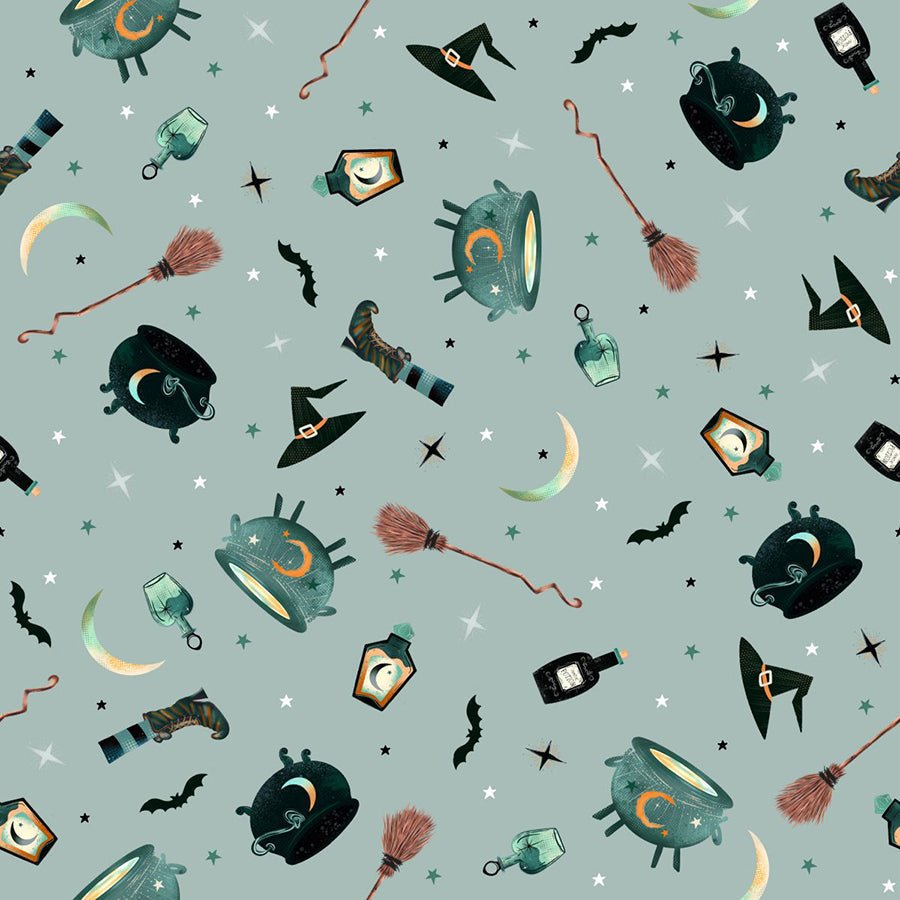 Witchy Wicked Witchy Goods Dusty Blue – Remnant 24″ × 44″