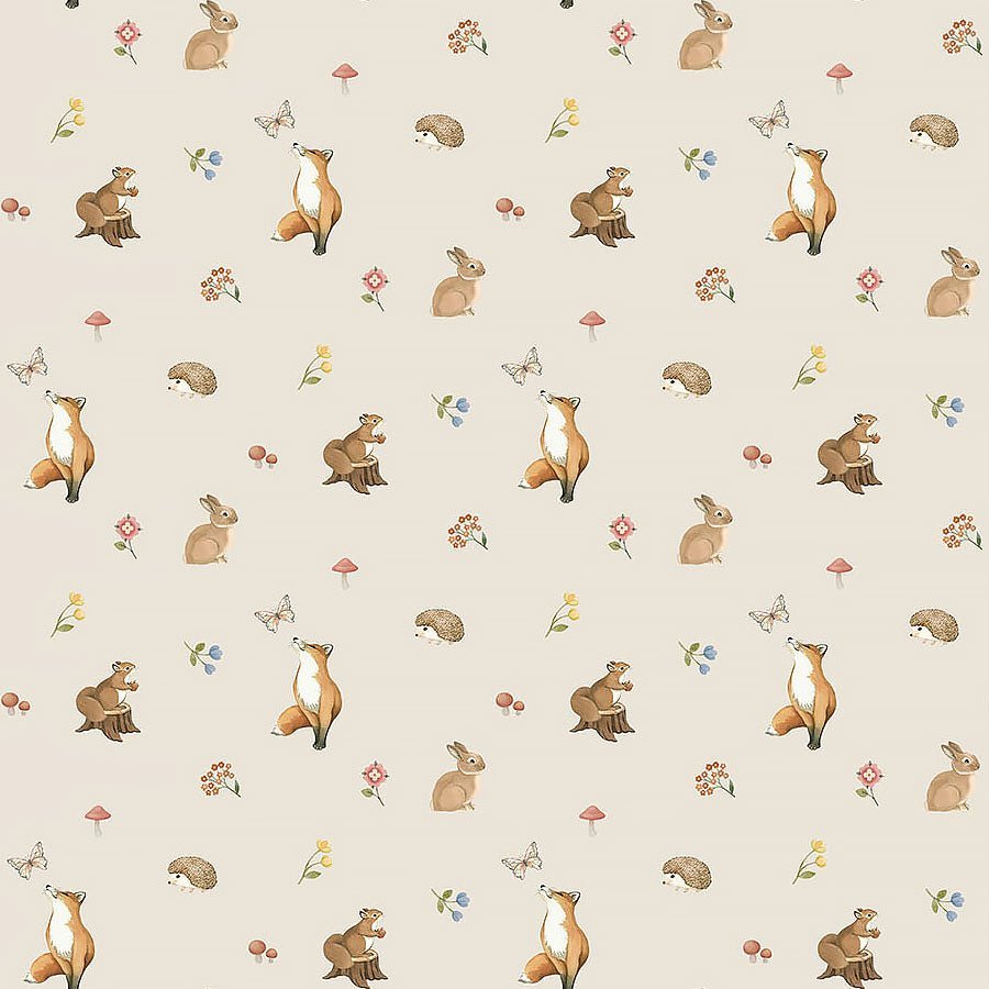 Woodland Heart Mini Animals Beige Multi – Remnant 46″ × 44″ - Northcott from Fort Worth Fabric Studio