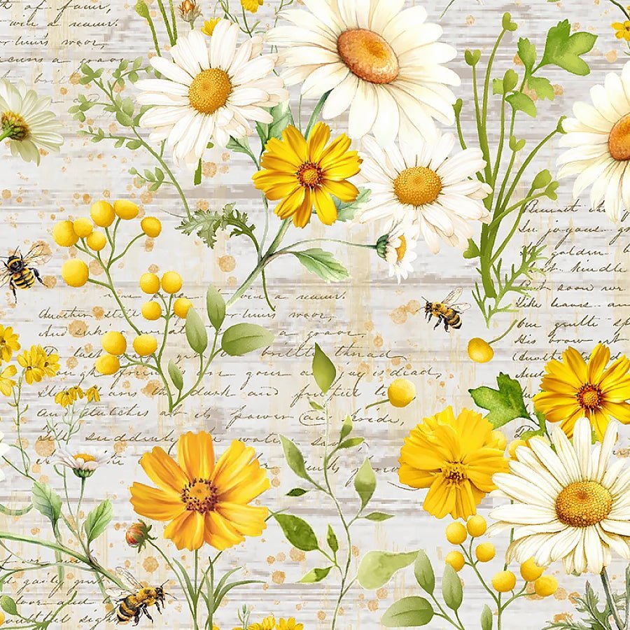 You Are My Sunshine Daisies & Sunflower Text Beige – Remnant 9″ × 44″ - Timeless Treasures from Fort Worth Fabric Studio