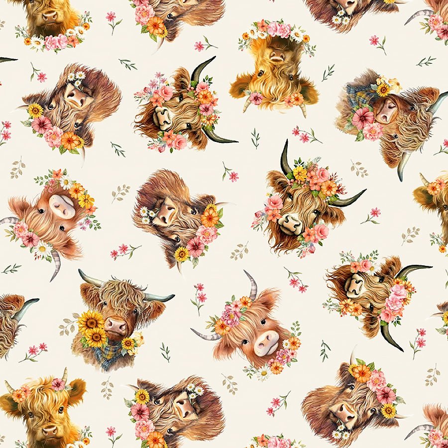 You Are My Sunshine Tossed Cows Cream - Timeless Treasures from Fort Worth Fabric Studio