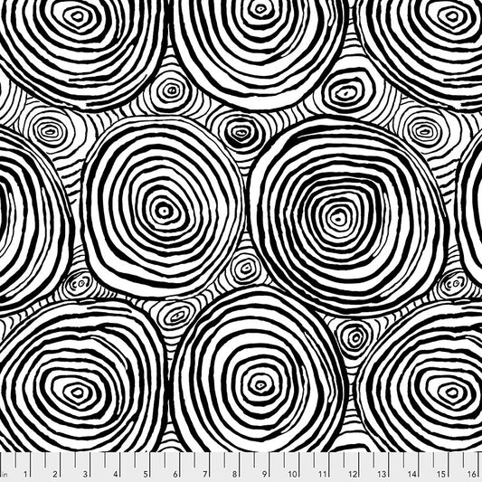 108" Wide Quilt Backing Kaffe Fassett Collective Onion Rings Black from Free Spirit 3 YARD CUT - Free Spirit from Fort Worth Fabric Studio