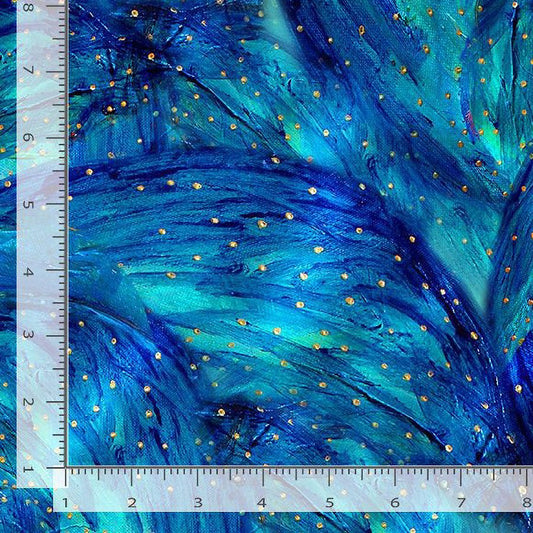 108" Wide Quilt Backing Magical Fairy Brush Turquoise - Timeless Treasures from Fort Worth Fabric Studio