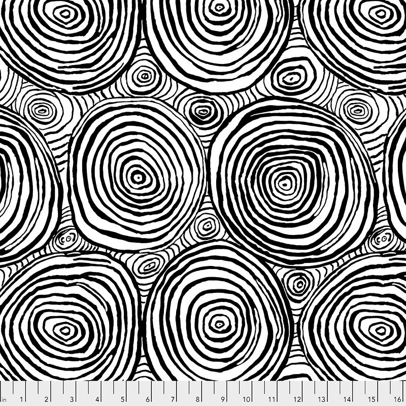 108" Wide Quilt Backing Kaffe Fassett Collective Onion Rings Black from Free Spirit 3 YARD CUT